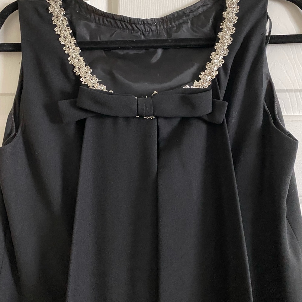 Vintage 50s 60s black dress detail neck and bow on back